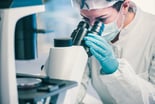 doctor scientist microscope gloves mask