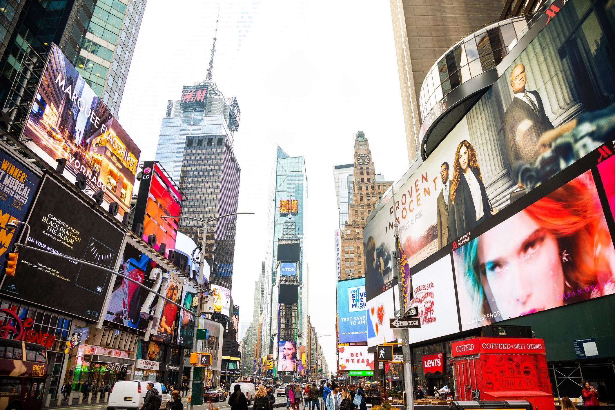 Billboards surrounding Times Square in New York City