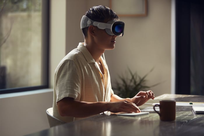 A man wearing an Apple Vision Pro