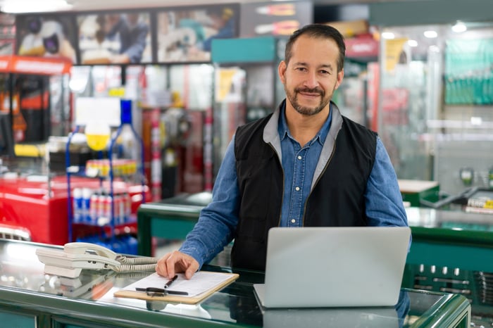 A person working at a hardware store.