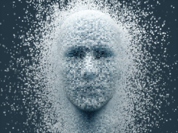 A digital face symbolizing AI