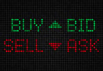 Stock exchange board, buy, sell, bid, ask