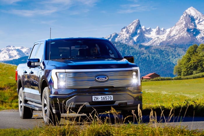 A Ford Lightning pickup truck in Switzerland.