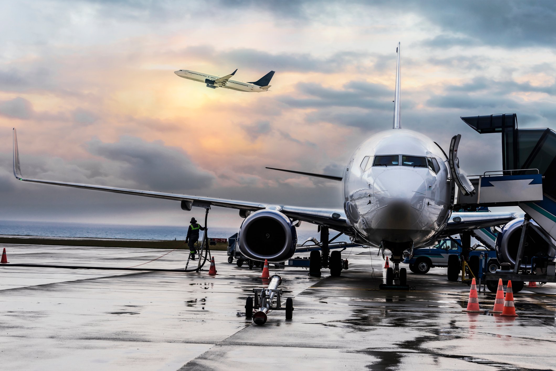 Passenger airplane getting ready for flight fueling source Getty