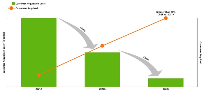 Chart showing DraftKings' customer growth and related costs.