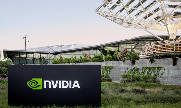 Nvidia logo outside corporate headquarters