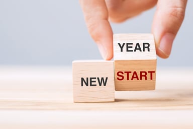 holiday hand flip wooden block with New Year to New Start