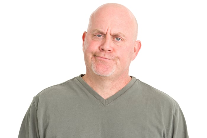 A person is grimacing.