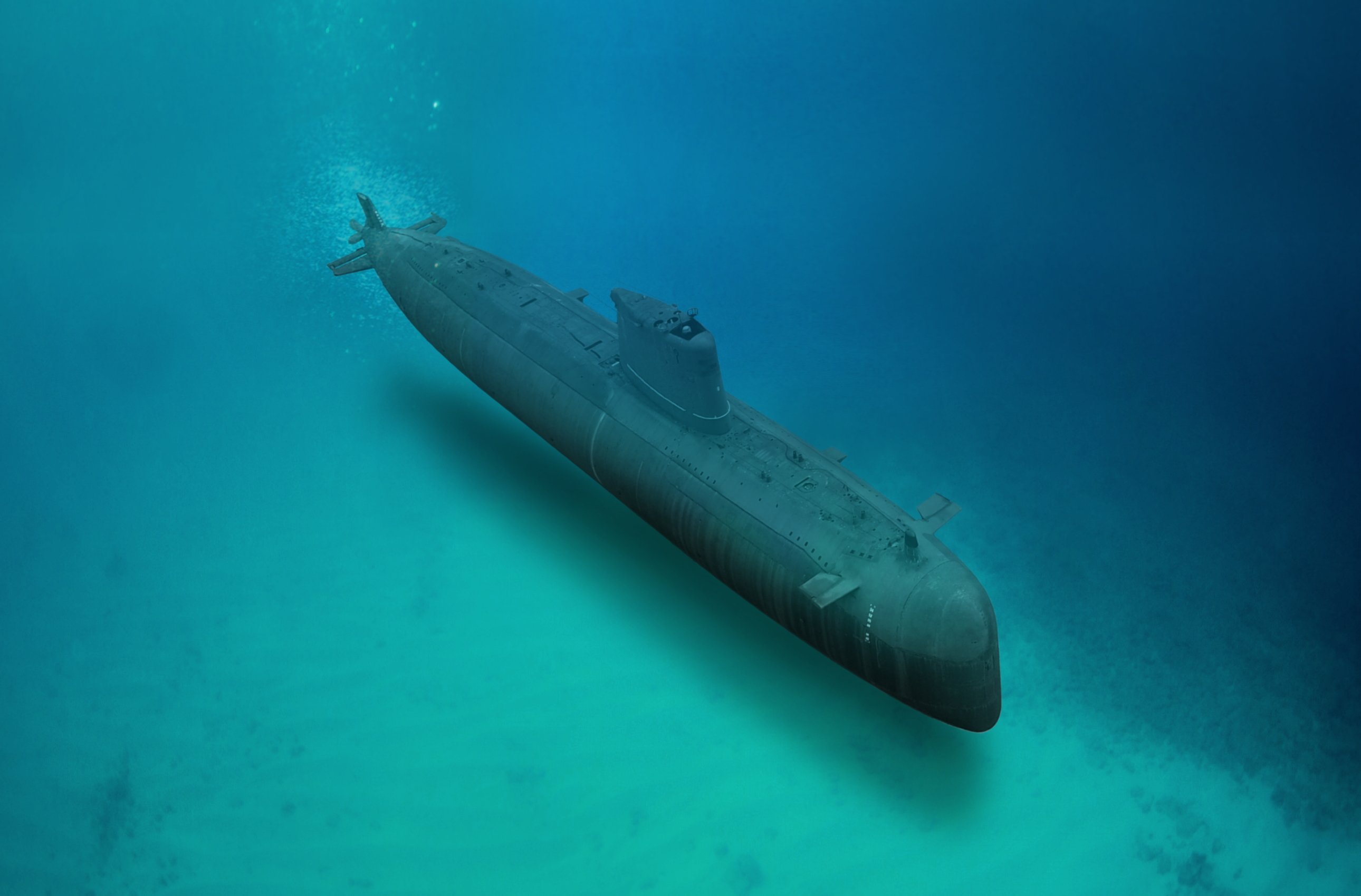Stock photo of Naval submarine submerge underwater source getty