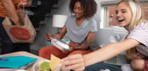 People eating Chipotle mexican grill takeout
