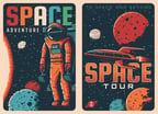 Space exploration advertising posters.