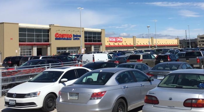 The parking lot outside a Costco store