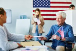 People casting ballots.