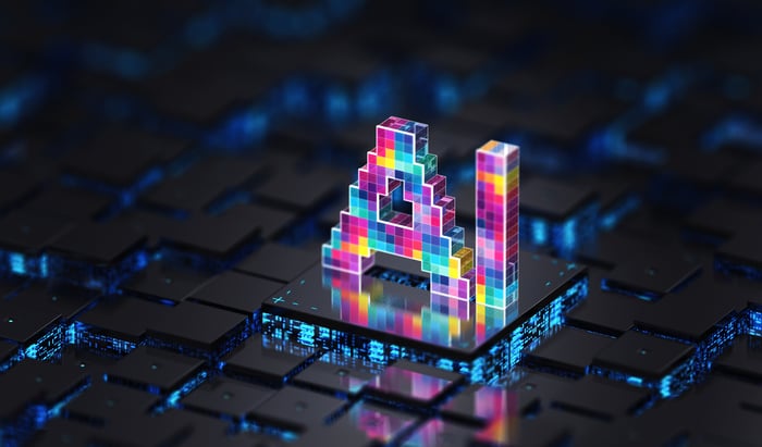 Abstract representation of artificial intelligence within a semiconductor chip.