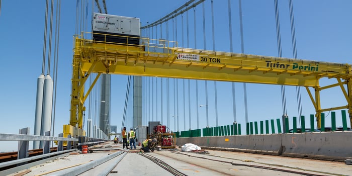 Tutor Perini work on the Verrazano-Narrows bridge in New York.