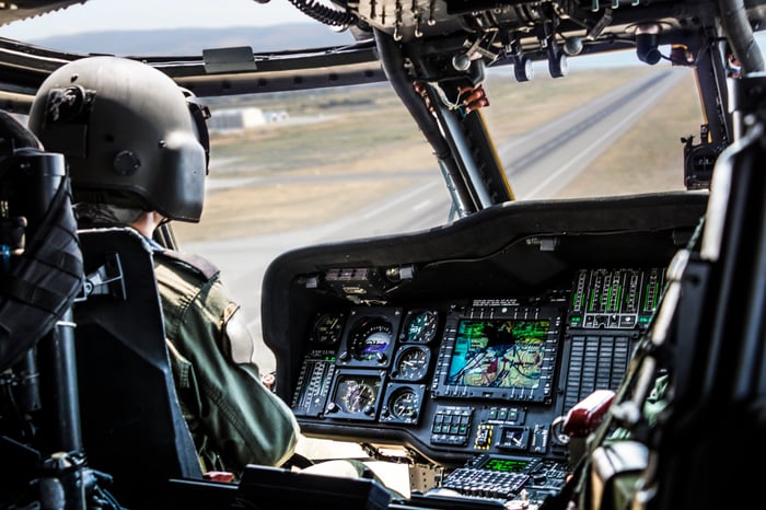 A military soldier in an aircraft.