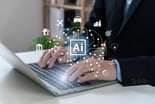 Person using a computer which utilizes artificial intelligence.