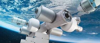 Artist's conception of a planned Orbital Reef space station. IS Blue Origin