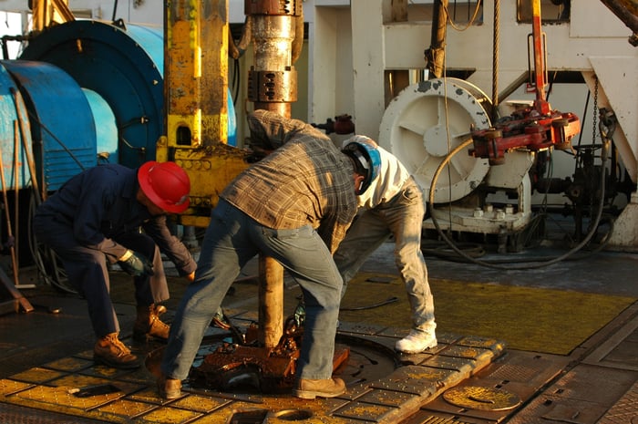 Roughnecks at work.