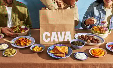 23_12_13 People eating on a table with CAVA logo in view _MF Dload _source CAVA