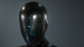 AI android black robot head