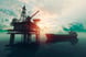 Oil tanker approaching a sea oil rig