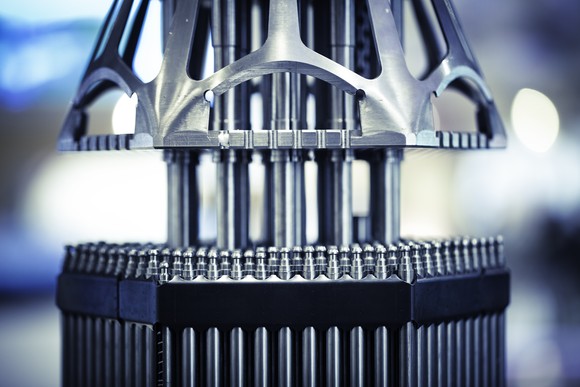 A close-up picture of a nuclear reactor.