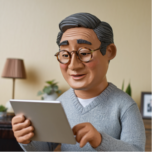 Person reading on a tablet.