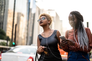 headphones waiting for uber headphones friends city downtown lyft taxi travel