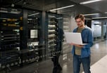 A person in a data center