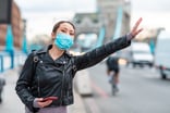 hail taxi rideshare mask pandemic coronavirus covid