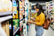 Person shopping in a grocery store aisle