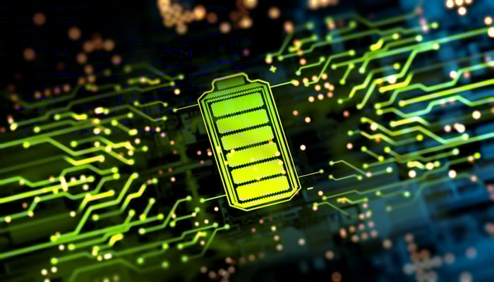 An illustration of a charging battery.