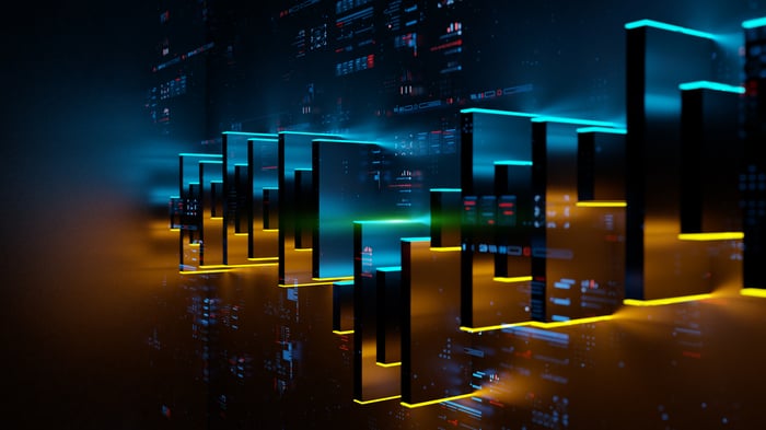 A visualization of a blockchain.