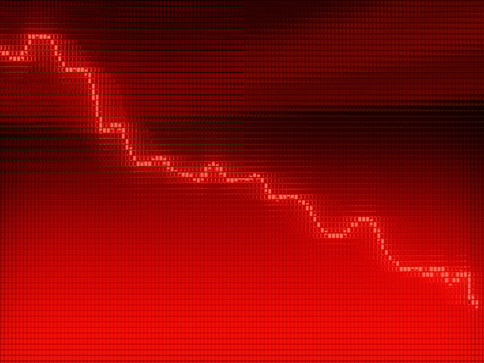 Glowing red arrow is falling.