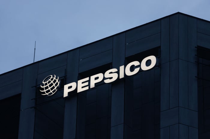 PepsiCo logo on building.