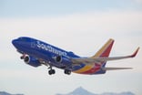 Southwest Airlines airplane in flight. IS Southwest.