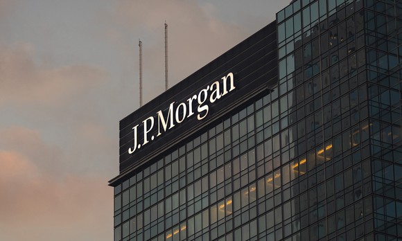 Building with J.P. Morgan sign on it.