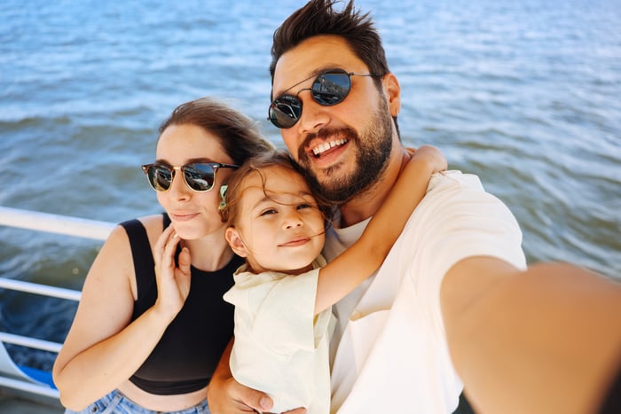A family on a cruise ship.