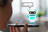 Speaking to holographic robot on smartphone 1432457969