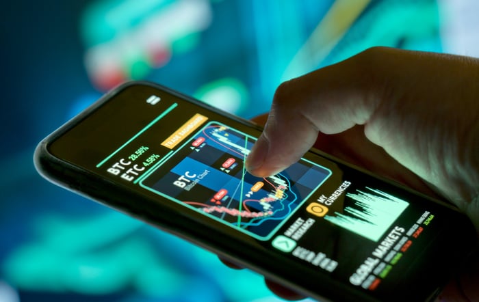 A phone with charts on it.