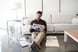 man reading newspaper