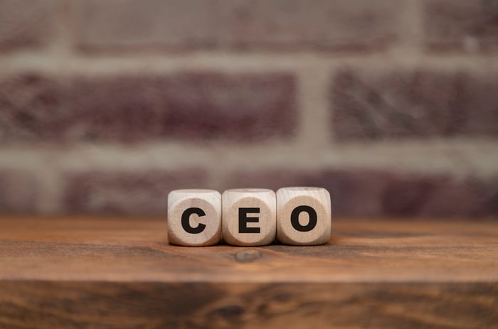 Three dice with the letters CEO