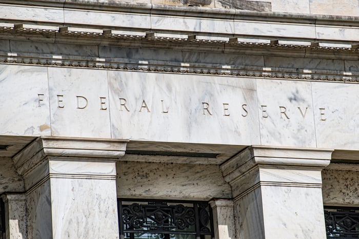 Front of Federal Reserve building.