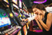 a couple in an arcade - dave and buster's
