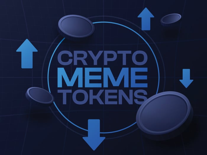 Crypto meme tokens graphic.