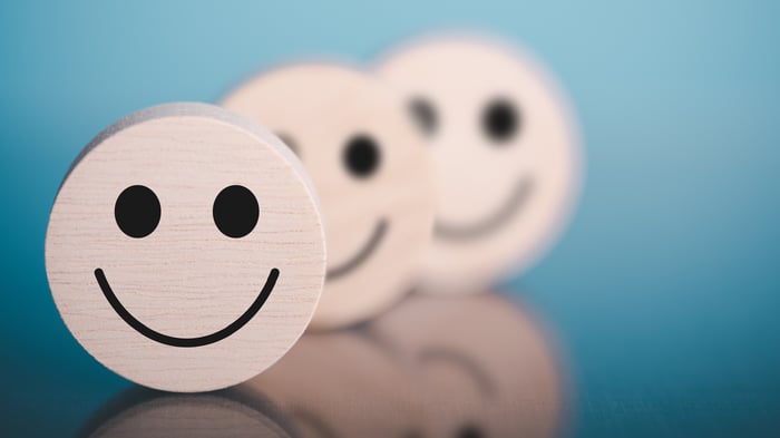 Three smiley faces.