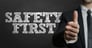 23_06_28 The words safety first with a person giving a thumbs up sign in the background _MF Dload