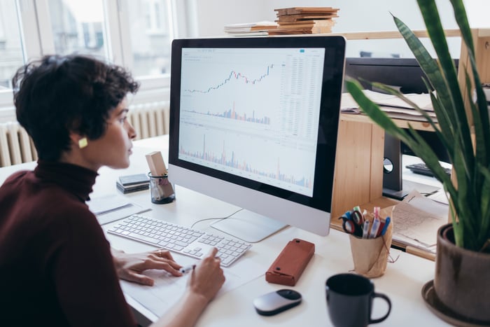 An investor calculating. 