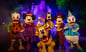 cast of disney character in front of haunted mansion for halloween__Disney
